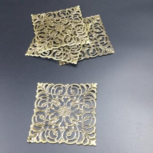 10pcs Wholesale 65mm Filigree square crafts Embellishments Findings Jewelry Accessories Bronze Tone ornaments