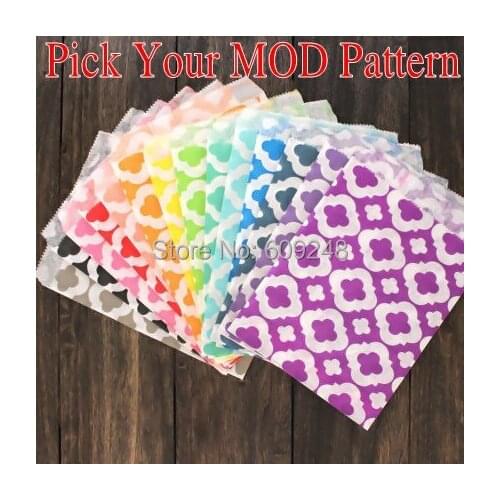 100pcs Mixed Colors Party MOD Patterned Paper Candy Treat Favor Bags Aqua Black Blue Red Purple Navy Green Orange Yellow Pink