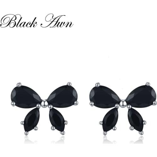 2021 New Romantic 925 Sterling Silver Butterfly Black Spinel Trendy Engagement Earrings for Women Fine Jewelry I047