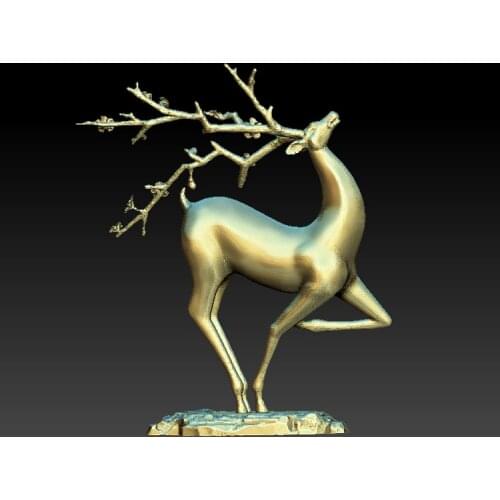 Deer 3D model for cnc or 3D printers in STL file format -Running_Sika_Deer