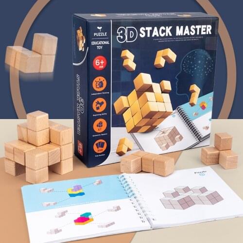 3D Stack Master Puzzle Wooden Children Early Educational Playable Development Logical Thinking Ability Brain Teaser Creative Toy