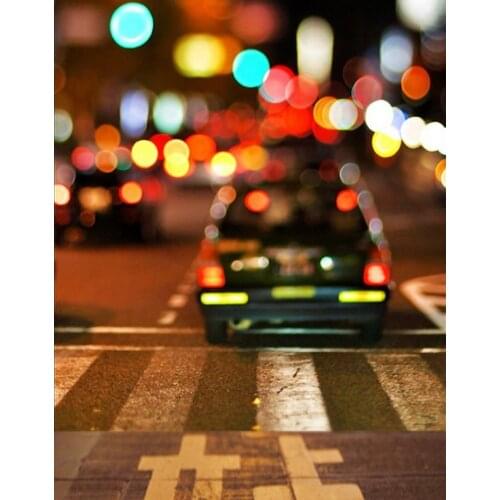 5x7ft Street in Night Lights Photography Backdrops Photo Props Studio Background