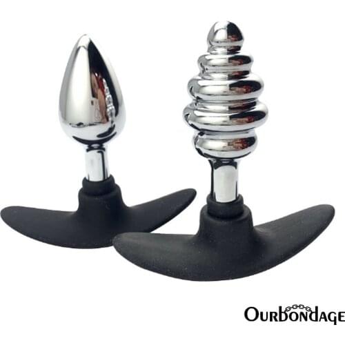 Ourbondage 4 Size Alloy Anal Dilator With Curve Silicone Handle For Woman Men Gay Douche Enema Syringe Butt Plug Sex Toy