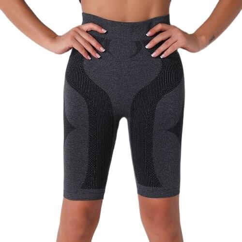 High Waist Seamless Yoga Shorts Stretchy Black Biker Shorts Gray Gym Sport Workout Tights Women Spandex Running Trousers Summer