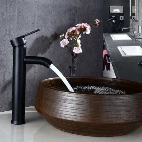 Black Stainless Steel Paint Faucet Bathroom Basin Sink Faucet Hot Cold Mixer Tap Y98E