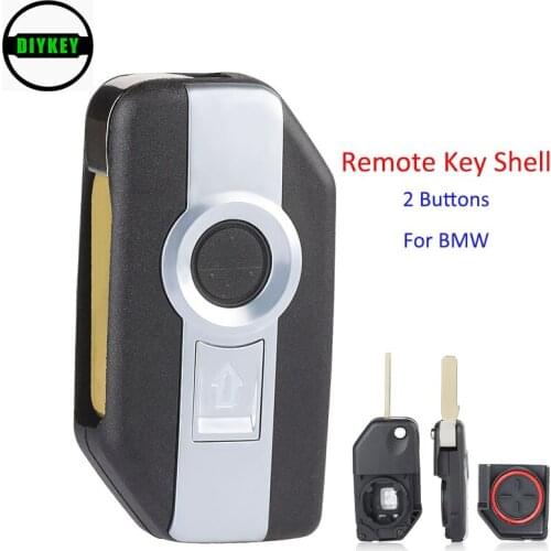 DIYKEY Motorcycle Flip Remote Key Shell for BMW R1200GS R1250GS R1200RT K1600 GT GTL F750GS 2 Buttons Replacement Remote Case
