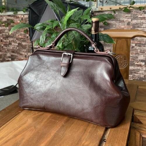 Women Handbag Top Quality Genuine Leather Long Strap Doctor Bags Women Shoulder Bag Manual Natural Cowhide Fashion Women Bags
