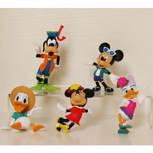 5Pcs/Set Disney Action Figure Mickey Minnie Mouse Goofy Donald Duck Doll Model Kids Toys Gift