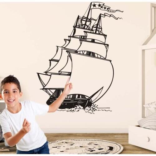 Creative Concept Ideas Boat Sail Boat Old World Ship Carrack Decal Vinyl Sticker Vinyl Wall Decal Waship Flag Sailor Sail
