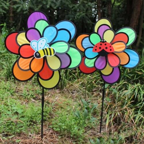 Creative Pin-wheel Funny Colorful Three Layers Bee Beetle Windmill Wind Spinner Pinwheels for Decoration