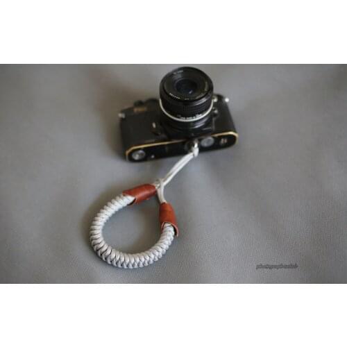 Cool silvery Chinese knot 16mm brown leather handmade Camera wrist band strap Windmup