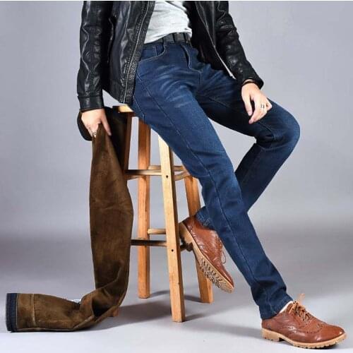 HOT 2019 warm jeans brand jeans mens autumn winter jeans warm flocking warm soft wool men jeans