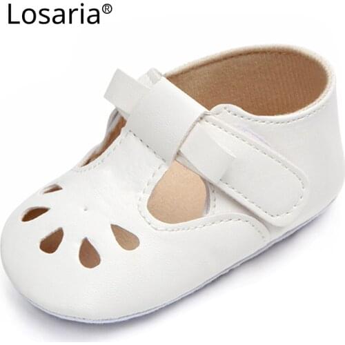 Losaria Baby Girls Shoes First Walkers Hollow Out Breathable PU Leather Infant Shoes Soft Bottom Non-slip Baby Crib Shoes