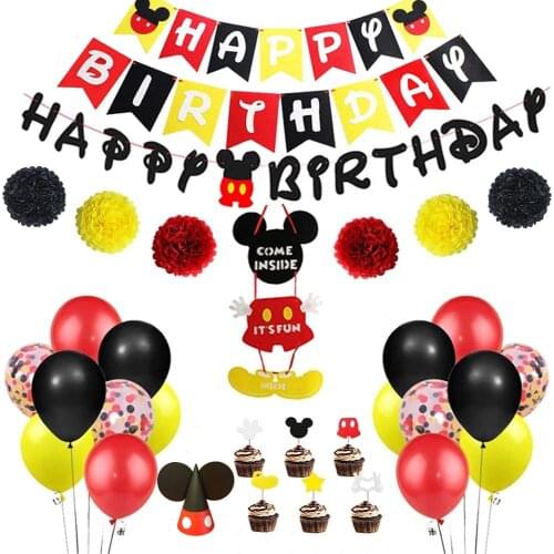 Disney Mickey Mouse Theme Kids Favor Birthday Pack Event Party Cups Plates Baby Shower Disposable Tableware Supplies