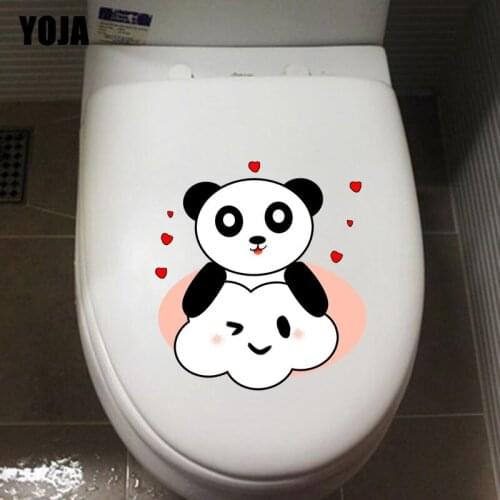 YOJA 20.7X22.3CM Pattern Panda Love Heart Toilet Sticker Wall Decal Children Room Home Decoration T3-1159