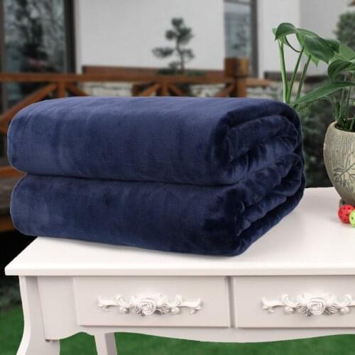 Solid Color Thickened Flannel Blanket Sofa Bedding Throws Smooth Plaids Coverlet Sofa Cover Winter Warm Sheets Faux Fur Blankets