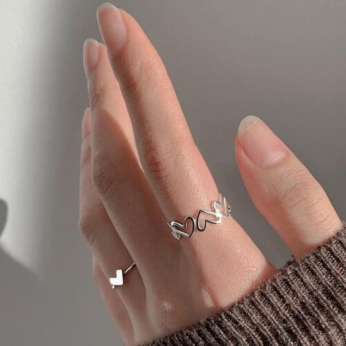 Hollow Heart Opening Adjustable Rings For Women Personality Simple Fashion Korean Design Girl Party Jewelry Accessories BOYULIGE