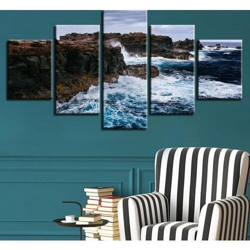 Landscape Sky Cloud Star Mountain River Hot Air Balloon 5 Piece Wall Pictures For Living Room Color Painting Art Home Decor