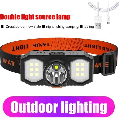 Portable mini XPE+COB LED Headlamp USB Rechargeable Camping Head lamp Fishing headlight flashlight torch