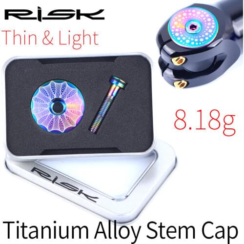 RISK Bike Headset Cap Stem Bolt for MTB Road Bike 28.6mm Upper Handler 3 Style Titanium Alloy Bicycle Headset Cap + M6 * 30mm
