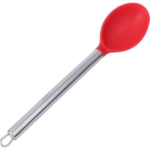 Stainless Steel Handle Silicone Serving Spoon Cooking Kitchen Utensils Tools New