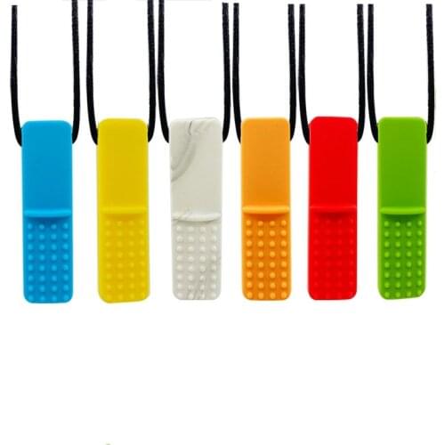 Silicone Sensory Chew Necklace Autism Chewable Toys Baby Silicone Teether Sensory Speech Tool Teething Pendant BPA Free