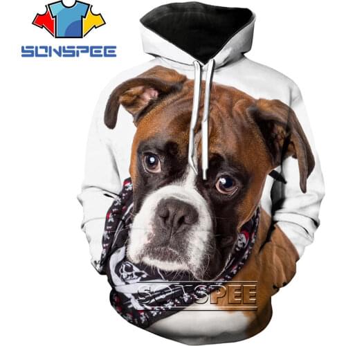 SONSPEE 3D Print Animal Boxer Dog Pet Hooded Hoodie Harajuku Casual Streetwear Sweatshirt Women Mens Plus Size Tops Clothing
