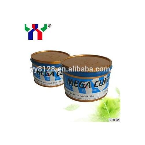 JAPAN MEGAMI MEGACURE UV offset printing Ink, CNB-2series for cigarette case,MOQ1kg,1kg/can,MW Peacock Blue for poster
