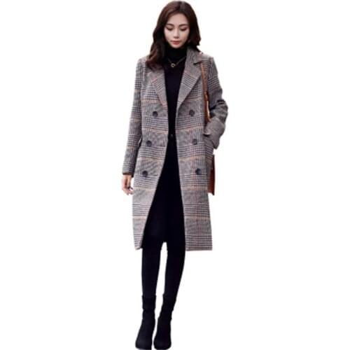 Fashion woolen plaid Blazer coat women fall winter New high-quality Plus size thick plaid coat women Casual suit women Blazers