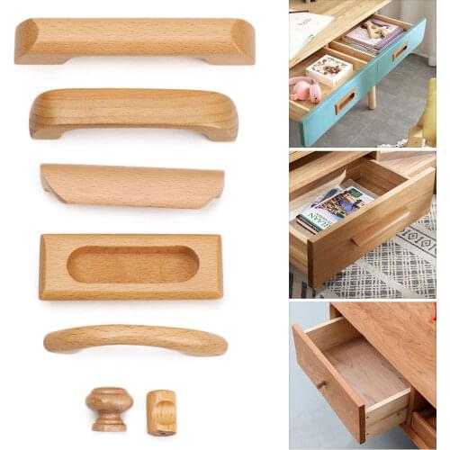 1PC Furniture Hardware 8 Styles Nature Color Wooden Cabinet Knob Solid Pull Handle Knobs Drawer Wood Handles Kitchen Door Parts