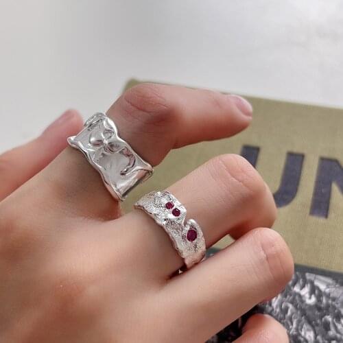 1pc heteroideus Ring Authentic 925 Sterling Silver Fine Jewelry Molten Ring Wider C-J1632