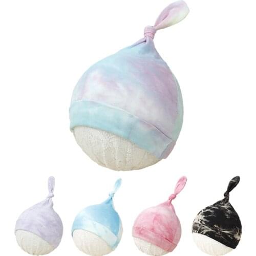 1pcs Knot Baby Hat Tie-dye cloth Cotton Boy Cap Spring Autumn Baby Girls Newborn Infant Toddler Kids Hats for Unisex Girls Boys