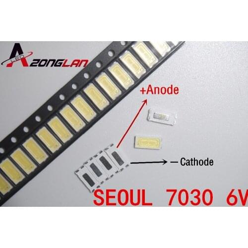 100pcs Original SEOUL LED 7030 Light Beads Cool white High Power 1W 6V 100LM For LED LCD TV Backlight Application