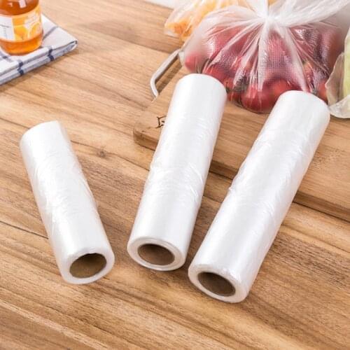 100PCS Transpare Roll Fresh-keeping Plastic Preservation Bags Of Vacuum Food Saver Bag Food Storage Bags With Handle Keep Fresh
