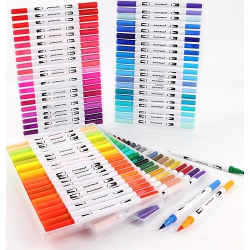 12/18/24/36/48/72/100 Colors Dual Brush Art Markers Pen Fine Tip and Brush Tip Watercolor Pens for Drawing Painting Stationery