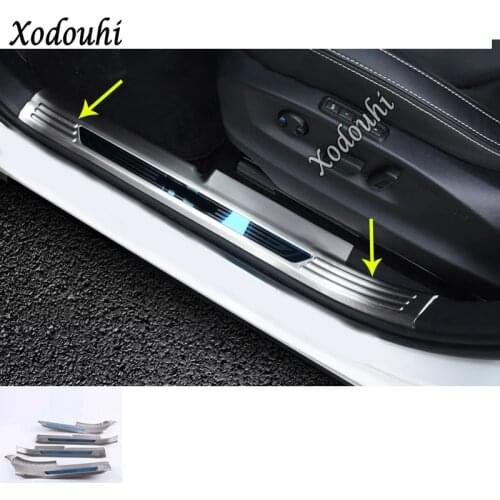 For Skoda Kodiaq 2017 2018 2019 2020 Car Sticker Cover Stainless Steel Pedal Door Sill Scuff Plate Inner Built Threshold 4pcs