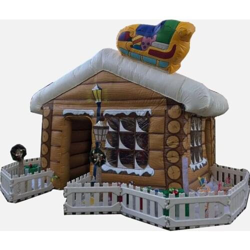 Free Shipping! 4X3x3mh Christmas Event Decoration Inflatable Santa Grotto House Santa Tent For Party