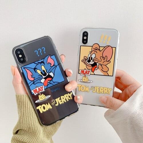 Phone case mobile shell for iphone11 XR XS 7/8/SE 2020 11pro Xs 7p/8plus X/Xs 12 12pro/max 12mini Couples Cat and mouse cartoon