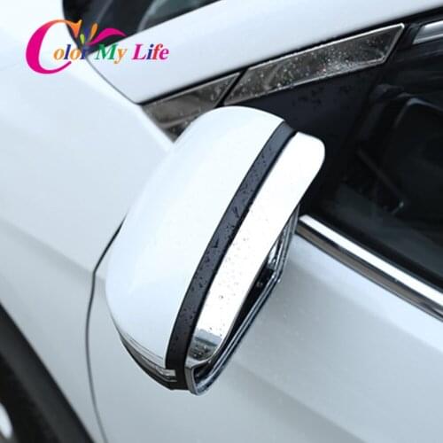 Color My Life 2Pcs/Set ABS Chrome Car Rearview Mirror Sequins Rain Sun Visor Cover for Hyundai Kona Kauai 2017 -2021 Accessories