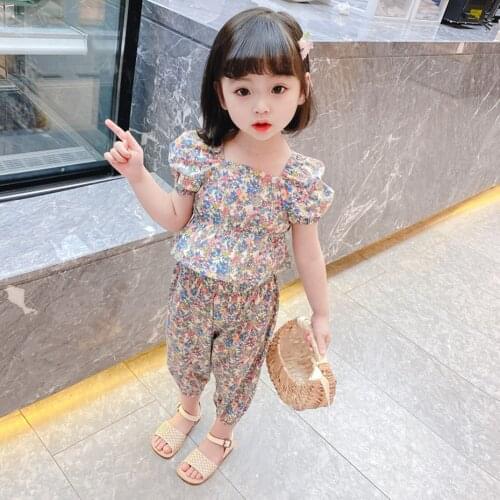 Children Clothes Floral Tshirt + Pants For Girls Casual Style Big Girls Clothes Summer Kids Tracksuit