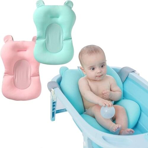 Baby Bath Tub Cushion Anti-Slip Pillow for Newborns Folding Childrens Mat Toddler Bathing Seat Infant Bathtub Support Back Pill
