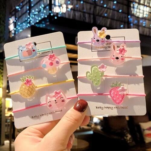 Children Cute Acrylic Cartoon Fresh Fruit Elastci Hair Bands Baby Girls Lovely Scrunchies Rubber Bands Kids Hair Accessories