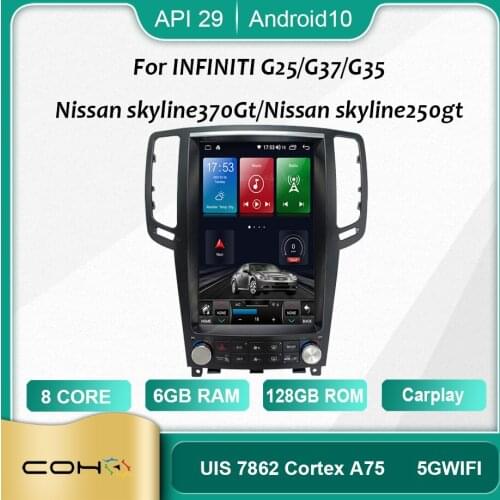 For INFINITI G25/G37/G35/Nissan skyline370Gt/Nissan skyline250gt Android 10.0 Octa Core 6+128G Gps Car Multimedia Player