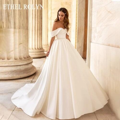 ETHEL ROLYN Sexy Sweetheart Luxury Satin Princess Wedding Dress With Sleeves A-Line Simple Bride Dresses Vintage Wedding Gowns
