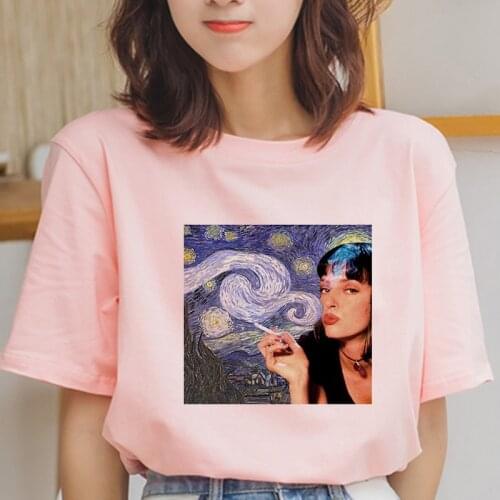 Pulp Fiction Printed T-shirt Women Spoof Personality Saint Mia Saint Jules T Shirt Harajuku Funny Catholicism Summer Thin Tshirt