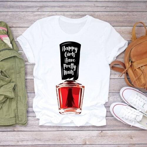 Women 2020 Summer Fingernail Nail Art Beauty Fashion Print Lady T-shirts Top T Shirt Ladies Womens Graphic Female Tee T-Shirt