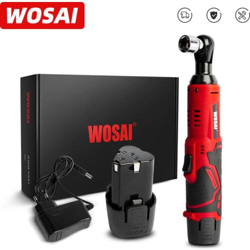 WOSAI 12V MT Series Cordless Electric Wrench 45NM 3/8'' Ratchet Wrench Removal Screw Nut Car Repair Tools Right Angle Wrench