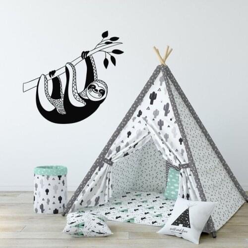 Sloth with Branch Wall Decal Sloth Baby Nursery Decor Removable Vinyl Decals Kids Room Wall Sticker Animal Lovely Decorate A138