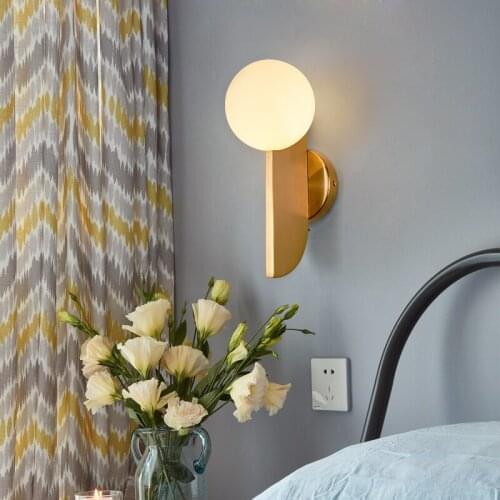 Jmzm Copper Wall lamp Nordic Bedside Wall Light Modern Luxury LED Lighting Living room Background Staircase Aisle Read Room