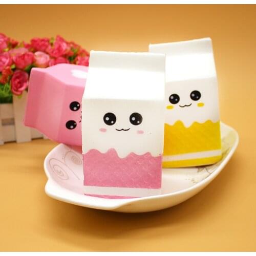 Cute Squishy Milk Box Unicorn Bread Banana Ice Cream Jumbo Simulate Pendant French Fries Squeeze Toy Stress Stretch Kids Gift